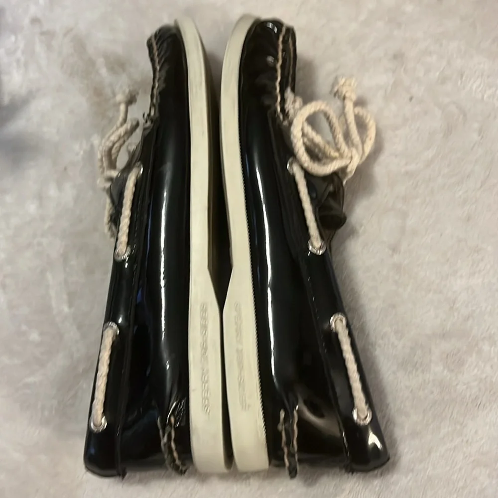 Sperry Black Patent Leather Topsider Loafer Moccasin Non-stick Boat Shoes